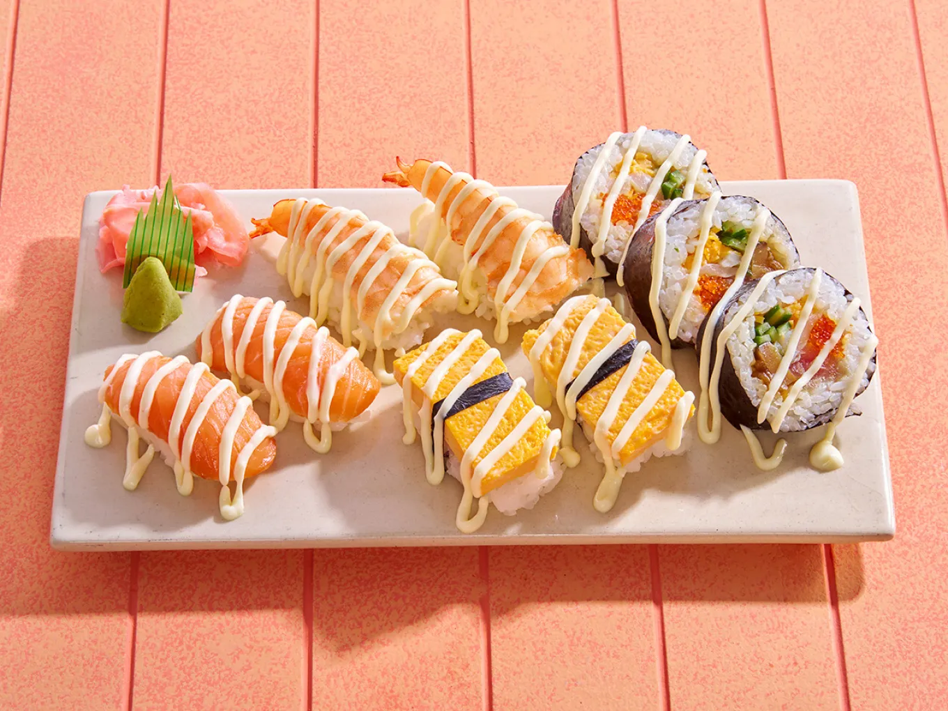 Sushi Platter dengan Topping Mayonais
