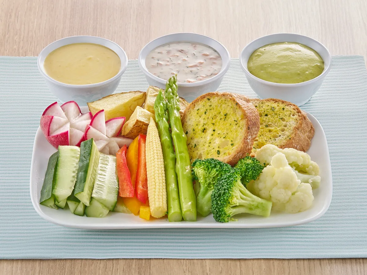 Vegetables with Various Caesar Dipping Sauces