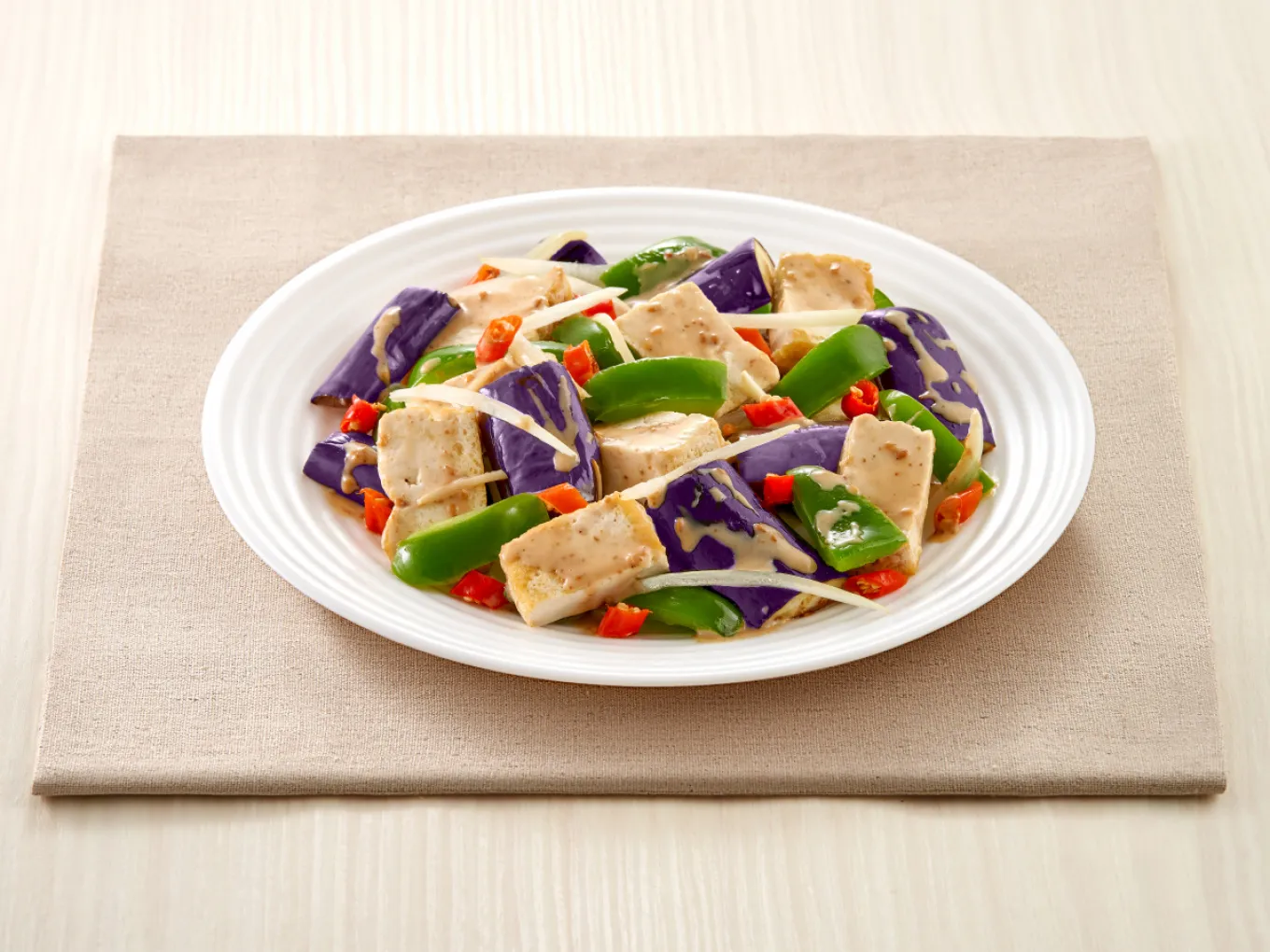 Tumis Tahu dan Terung Pedas dengan Wijen Sangrai
