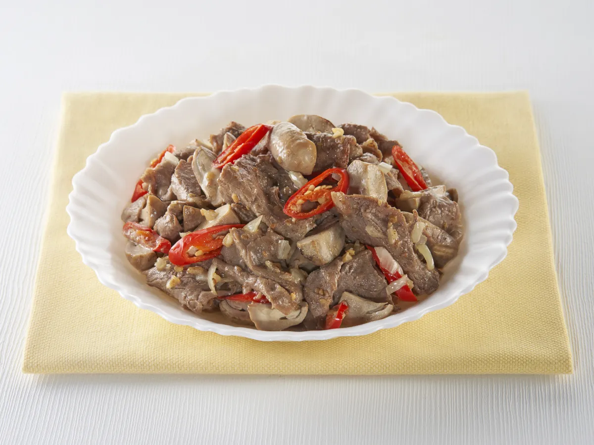 Roasted Sesame Beef and Mushroom Saute