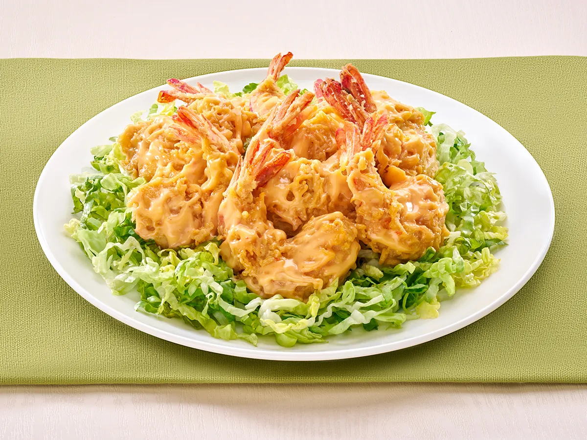 Salad with Fried Shrimp Mayonnaise