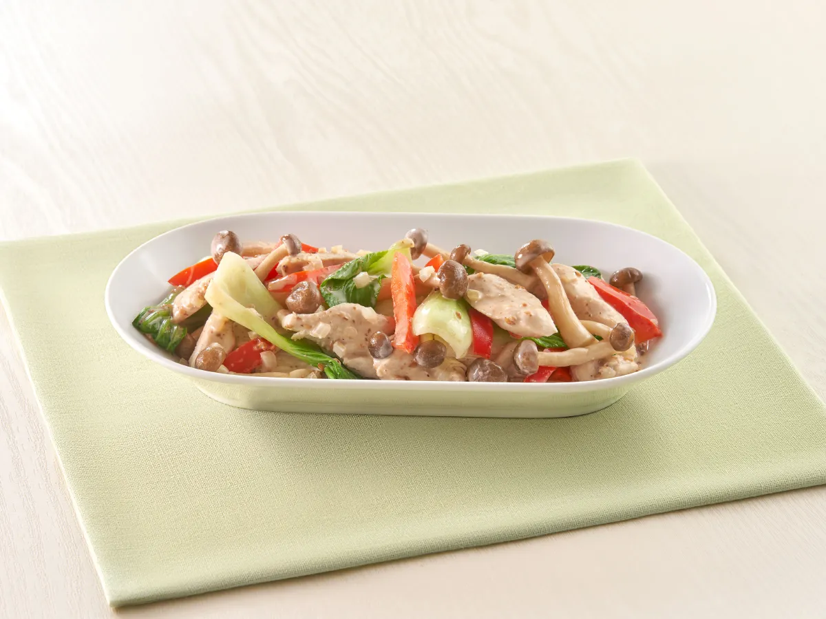 Roasted Sesame Chicken Mushroom Saute