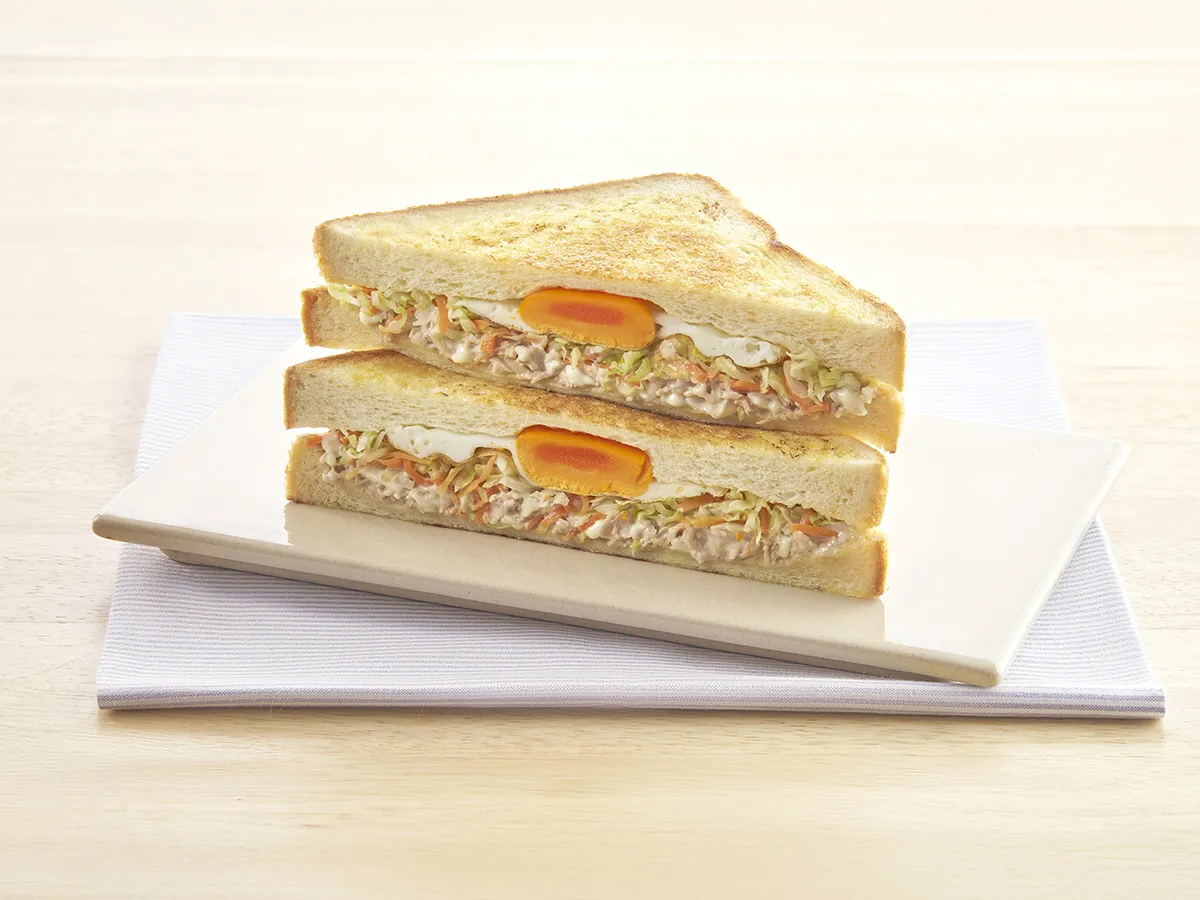 Tuna Mayo Hot Sandwich with Coleslaw